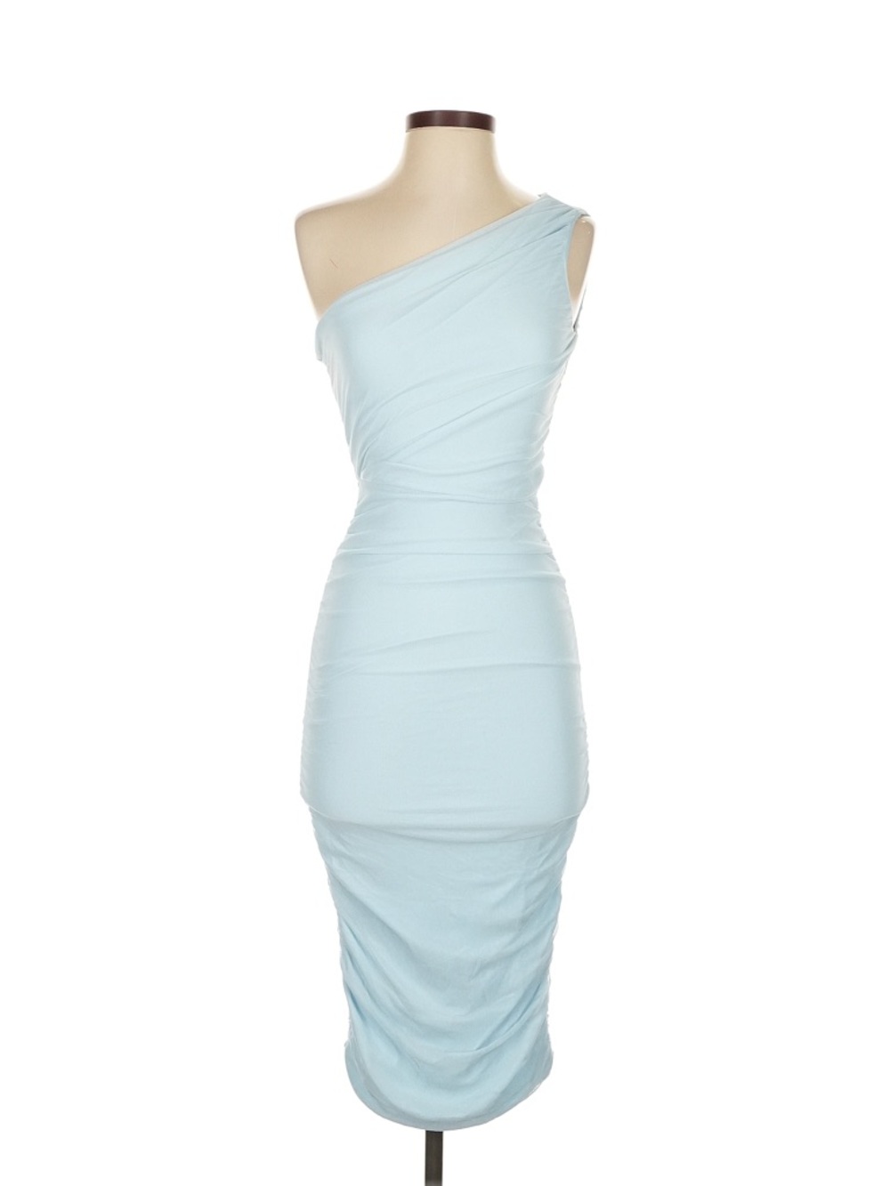 One-Shoulder Light Blue Bodycon Dress